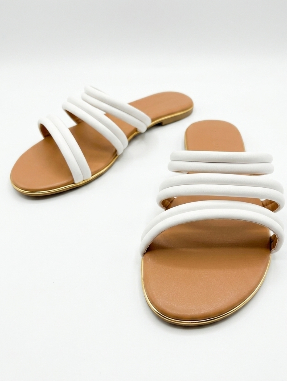 Charlotte Russe Women’s White Multi-Strap Slide Sandals